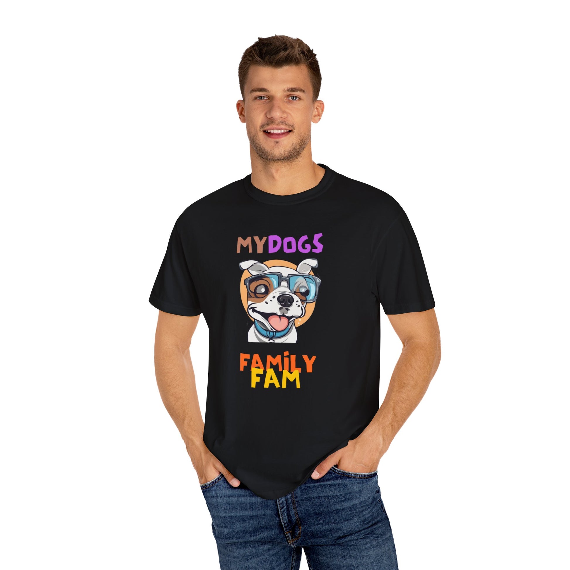 MY DOGS FAMILY FAM Unisex Garment-Dyed T-shirt - Sniff Waggle And Walk