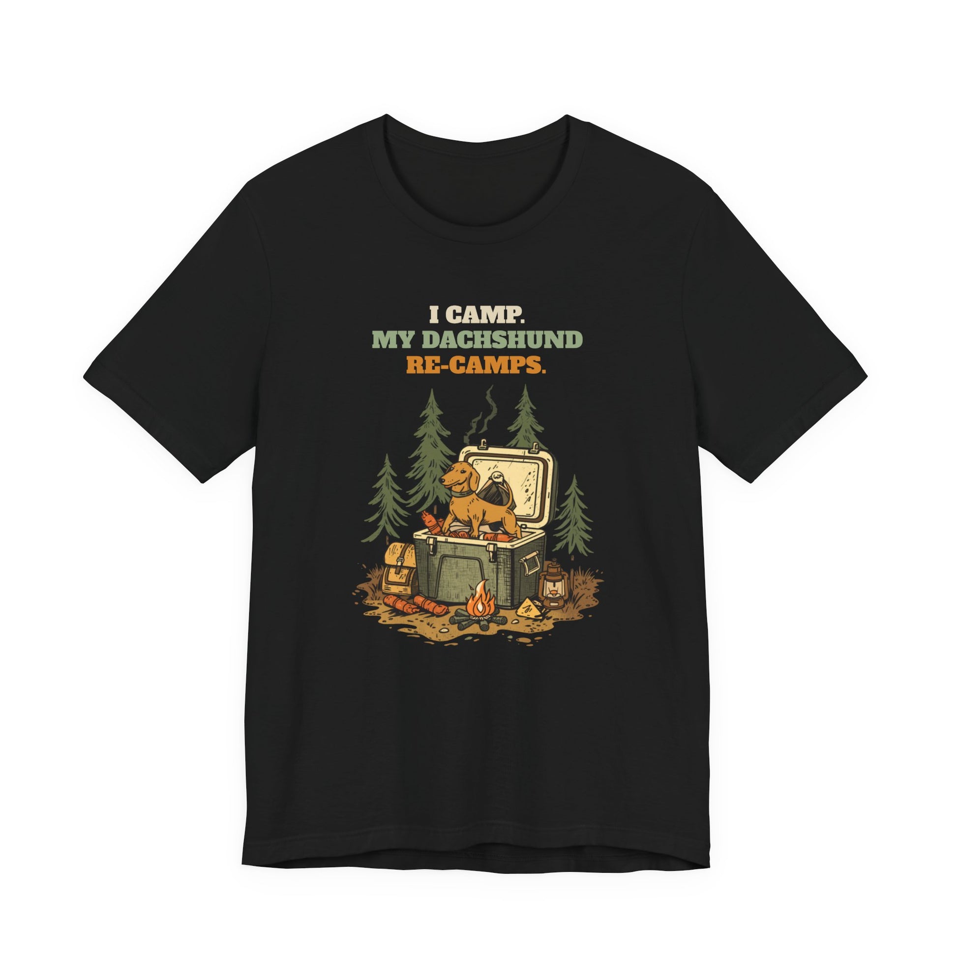 Dachshund camping t-shirt colour option