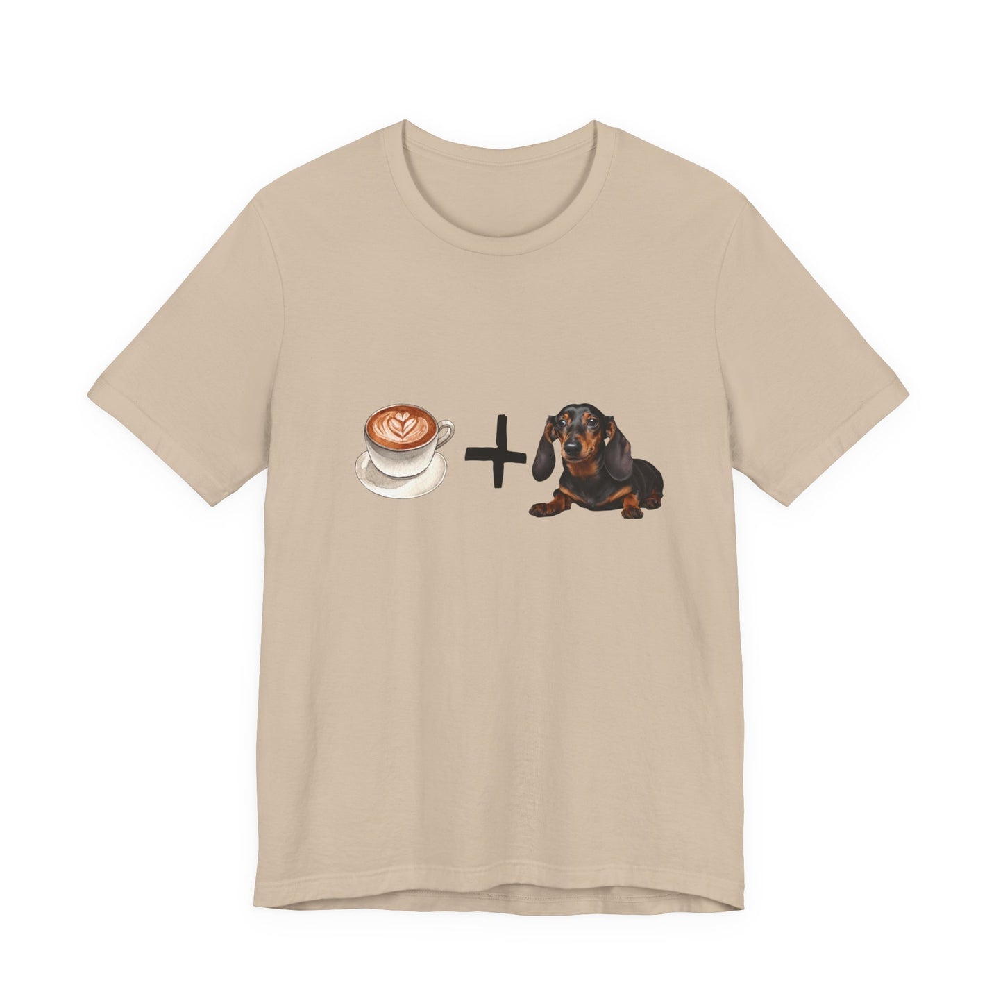 Coffee and Dachshunds T-Shirt — Tan — Dachshund lover gift — SniffWaggleNWalk™