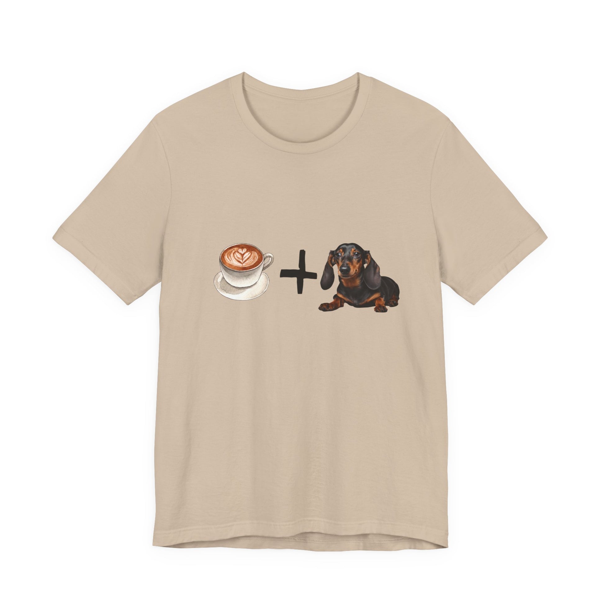 Coffee and Dachshunds T-Shirt — Tan — Dachshund lover gift — SniffWaggleNWalk™