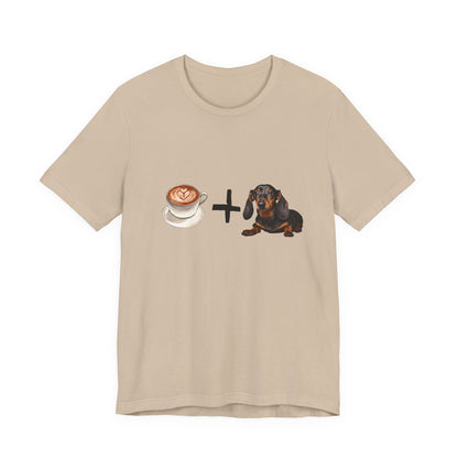 Coffee and Dachshunds T-Shirt — Tan — Dachshund lover gift — SniffWaggleNWalk™