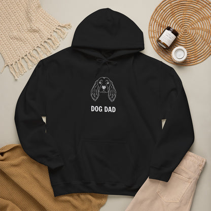 Cocker Spaniel Dog Dad hoodie in black with white line-art Cocker and DOG DAD text