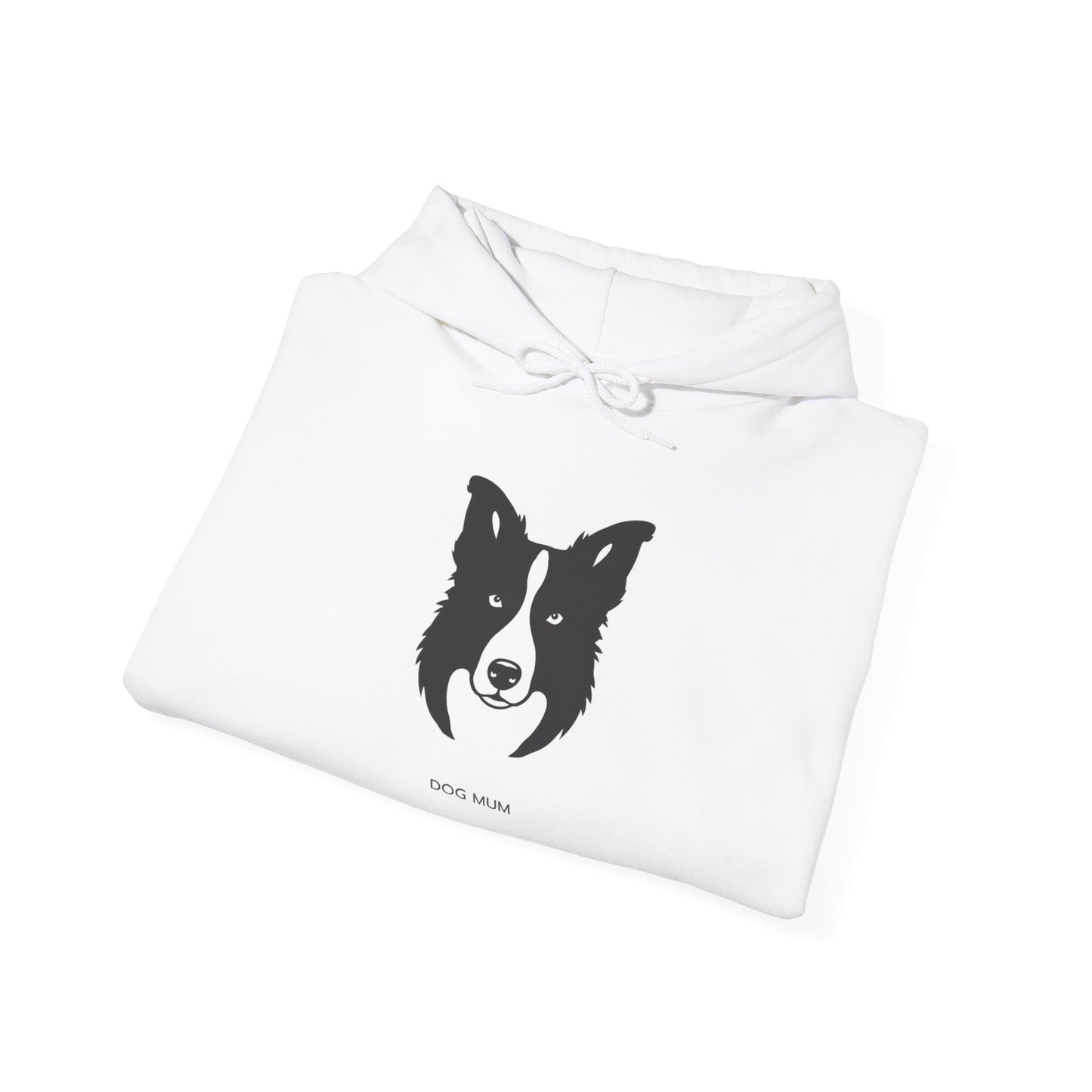 Border Collie line art Dog Mum hoodie flat lay