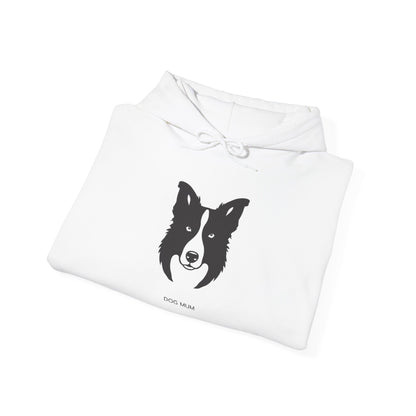 Border Collie line art Dog Mum hoodie flat lay