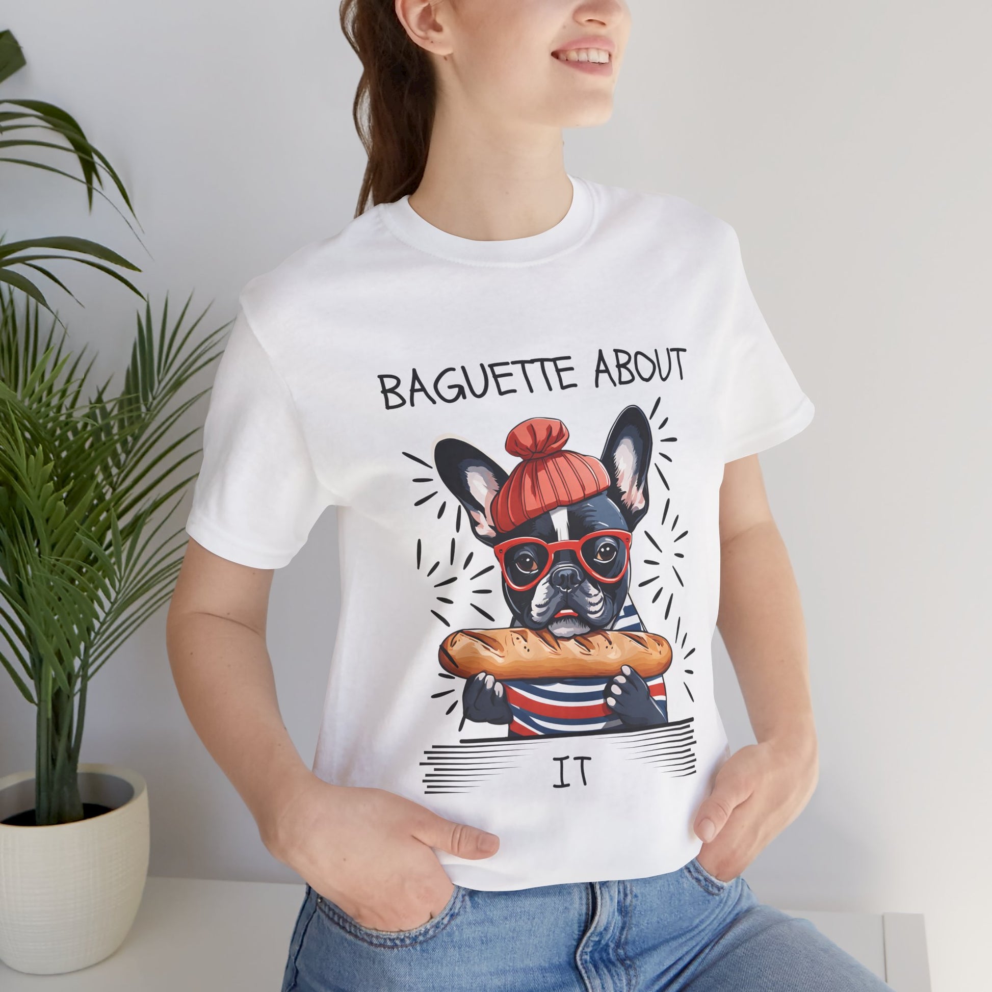 Baguette About It French Bulldog T-Shirt in Natural — SniffWaggleNWalk™