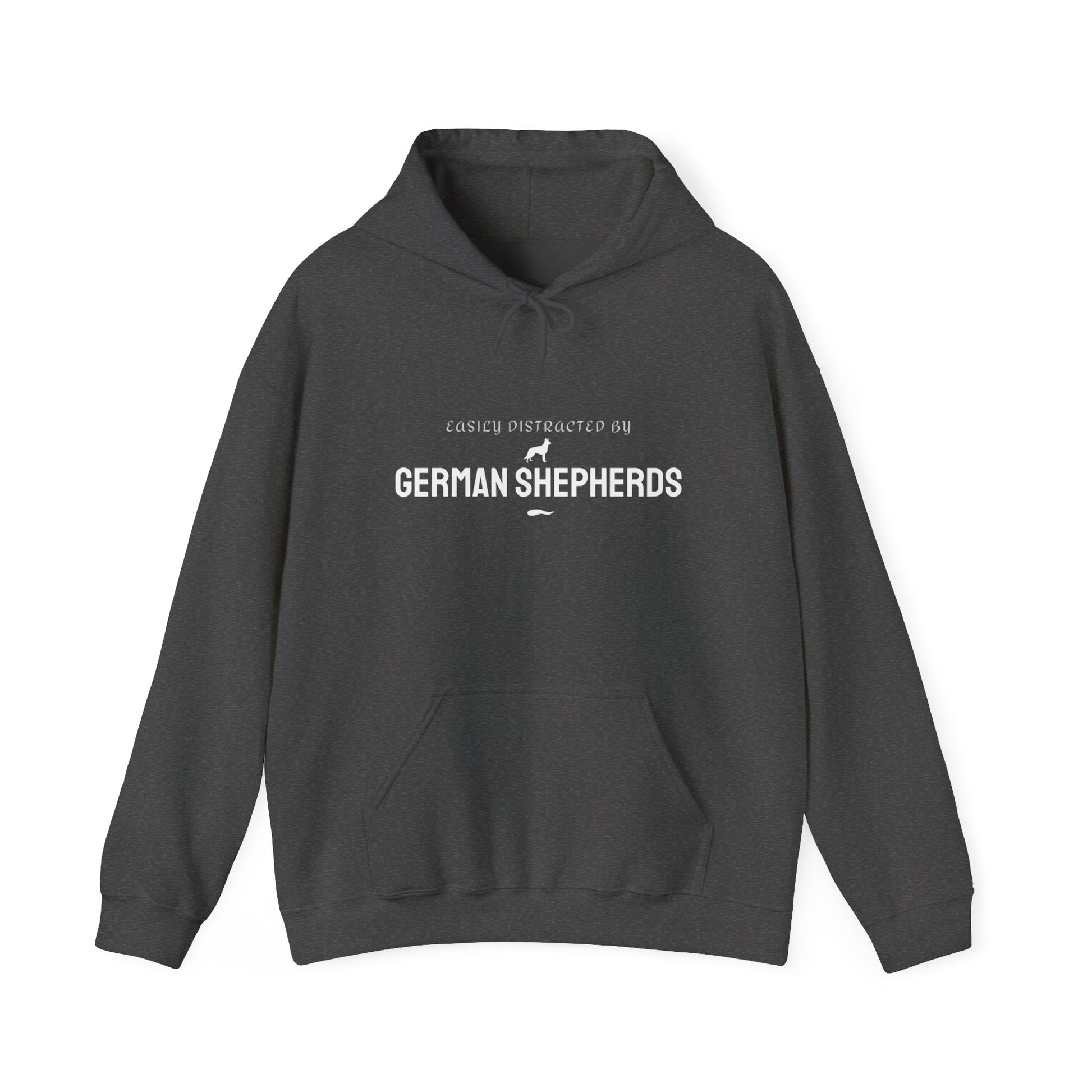 Easily Distracted by German Shepherds black hoodie size guide