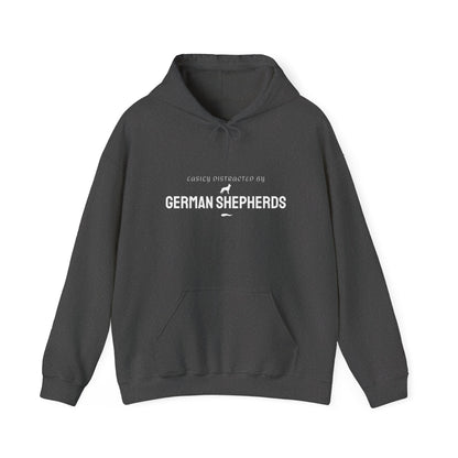 Easily Distracted by German Shepherds black hoodie size guide