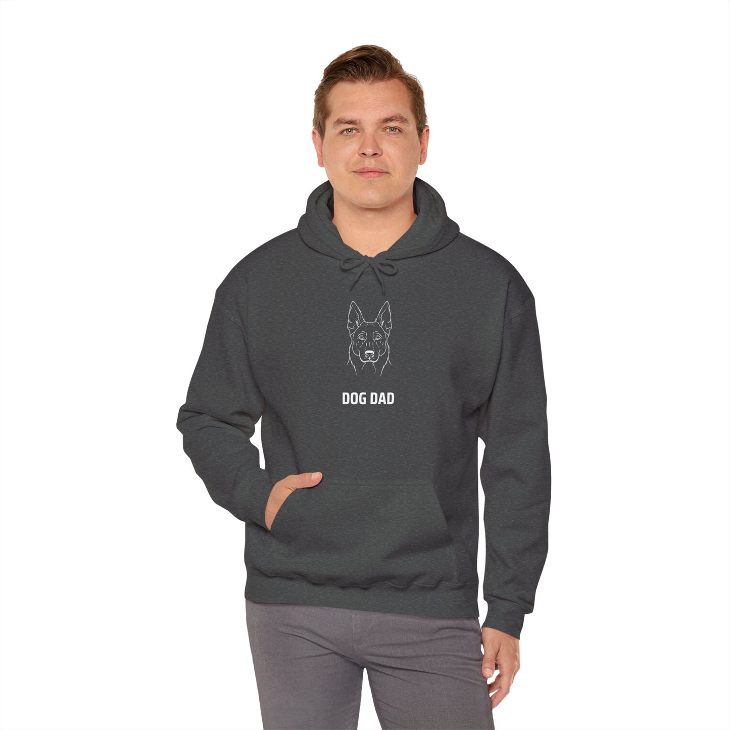 Maroon German Shepherd Dog Dad line art hoodie detail