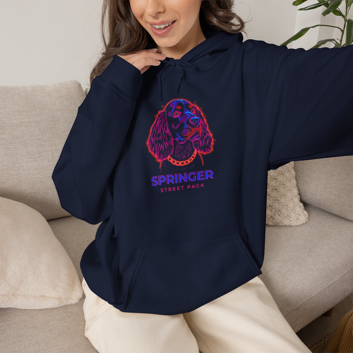 English Springer Spaniel Street Pack neon hoodie unisex pullover