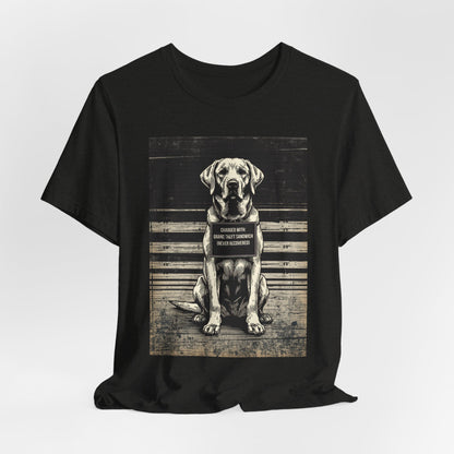 Model wearing the Labrador True Crime Night Shift tee, front pose