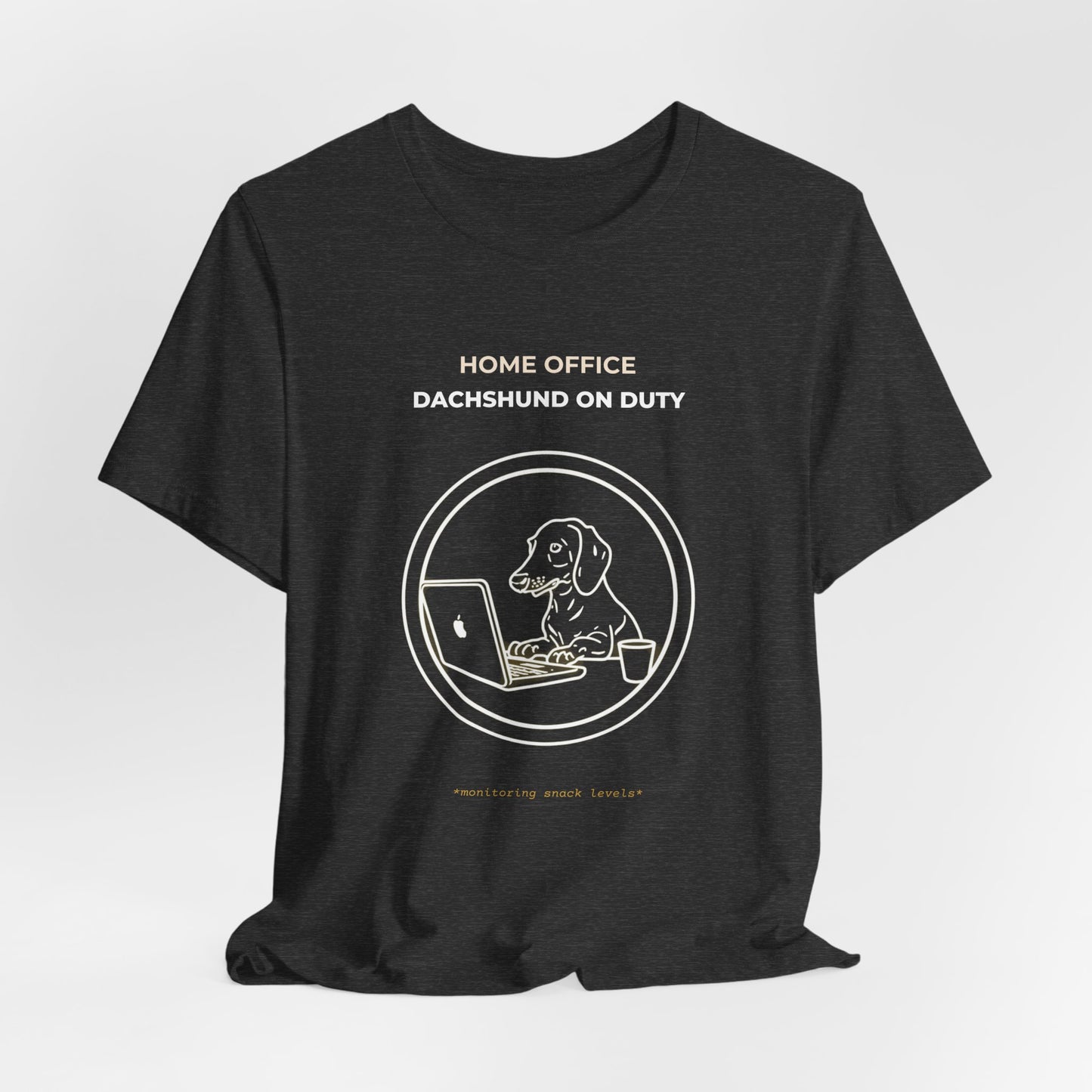 Dachshund Home Office Tee — "Home Office Dachshund On Duty" Cute Dog Laptop T-Shirt