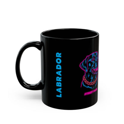 Labrador neon mug side view with handle