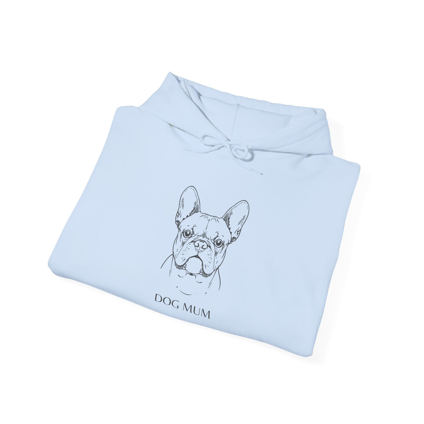 French Bulldog Mom Hoodie — Minimal Line Art "Dog Mom" Pullover