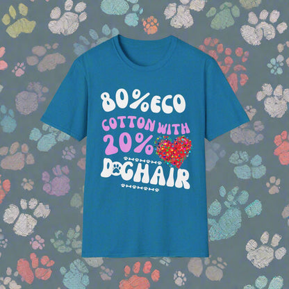 80% Cotton 20% Dog Hair T-Shirt in Antique Sapphire — dog hair tee — SniffWaggleNWalk™