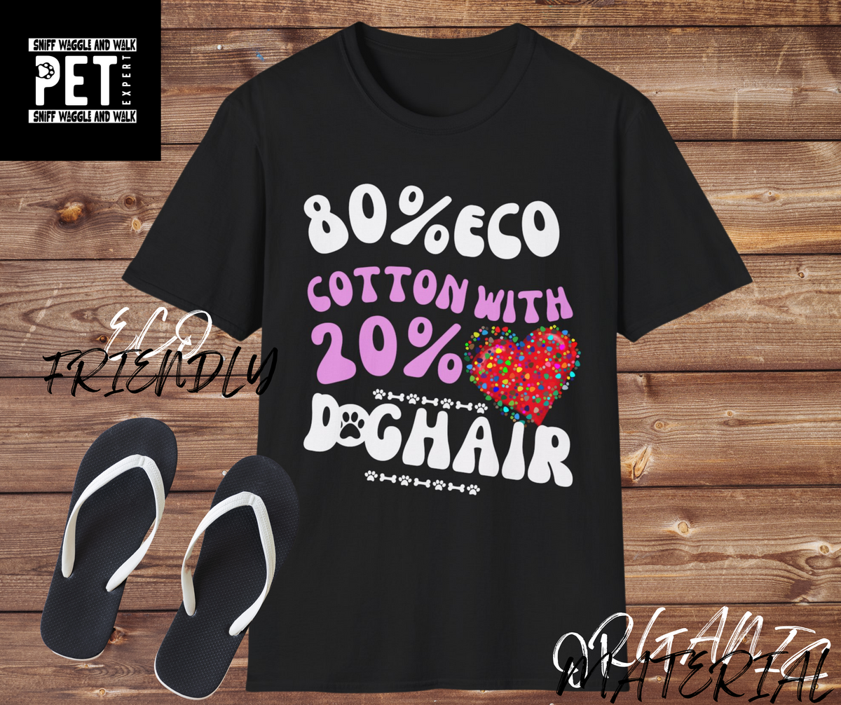 80% Cotton 20% Dog Hair T-Shirt — print detail — SniffWaggleNWalk™