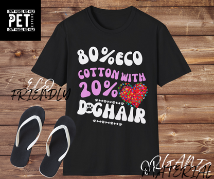 80% Cotton 20% Dog Hair T-Shirt — print detail — SniffWaggleNWalk™