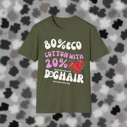 80% Cotton 20% Dog Hair T-Shirt in Red — funny dog lover tee — SniffWaggleNWalk™
