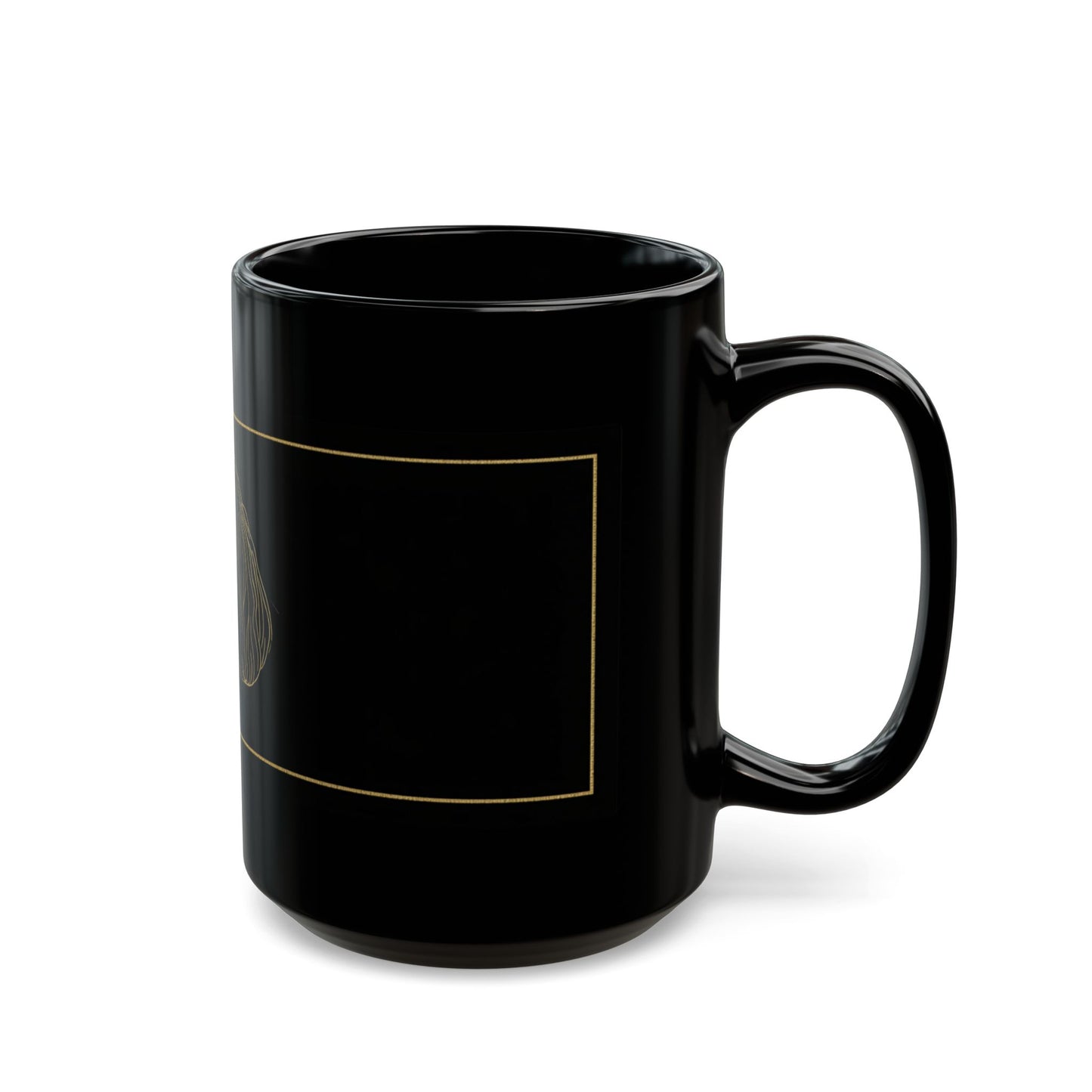 Black Ceramic Mug — Elegant Gold-Line Dog Portrait Coffee Cup (11oz/15oz)