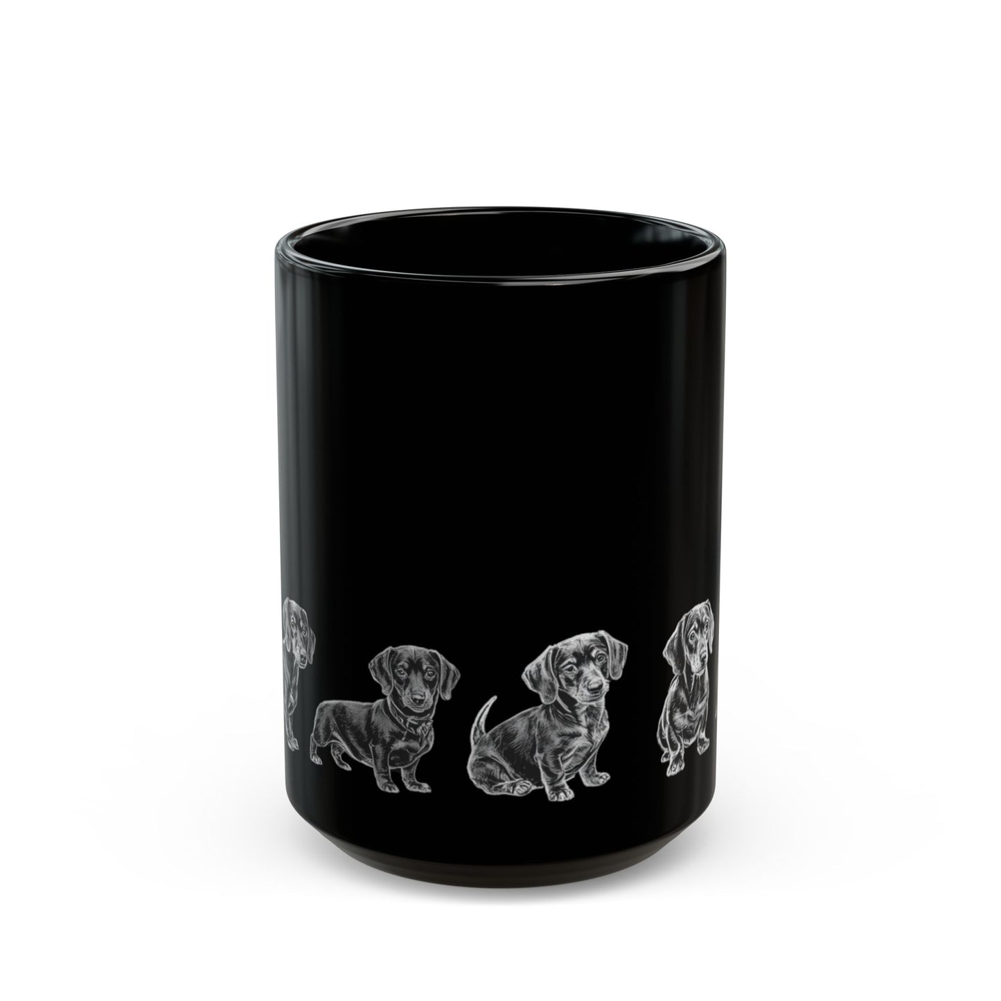 Dachshund  Black Coffee Mug – Cute Wiener Dog Line Art (11oz & 15oz)
