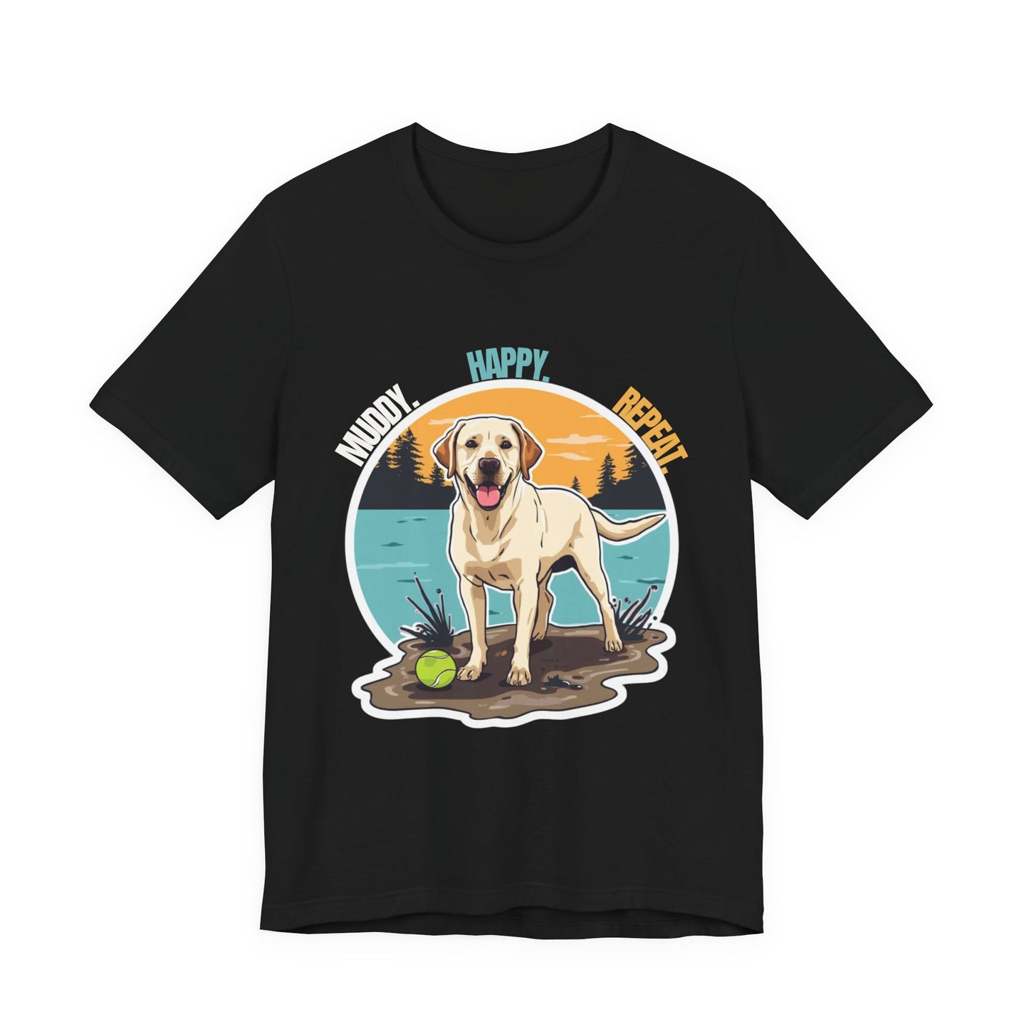 Labrador Retriever Beach Tee – 'Muddy Happy Bright' Dog Lover Shirt
