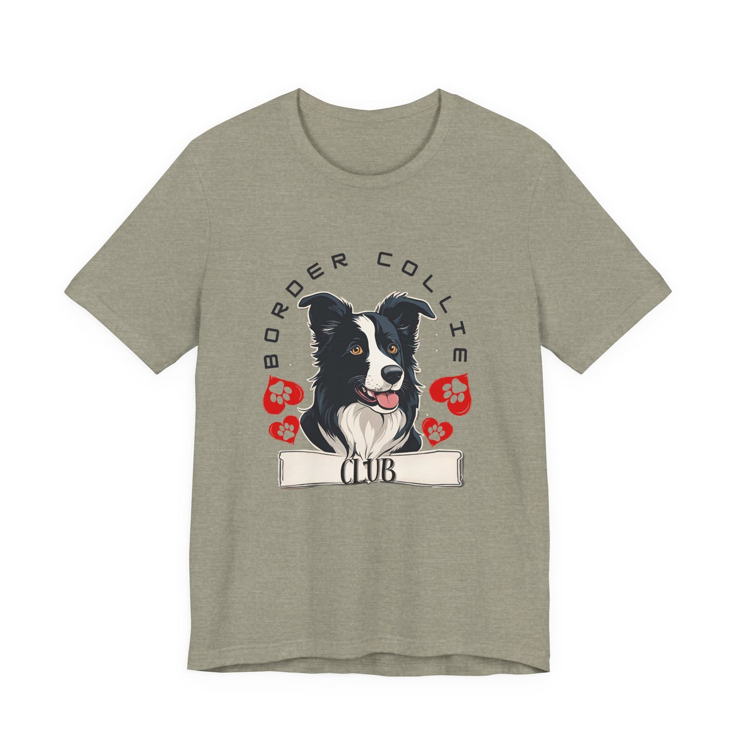 Border Collie Club T-Shirt Heather Stone BC3001 — SniffWaggleNWalk™