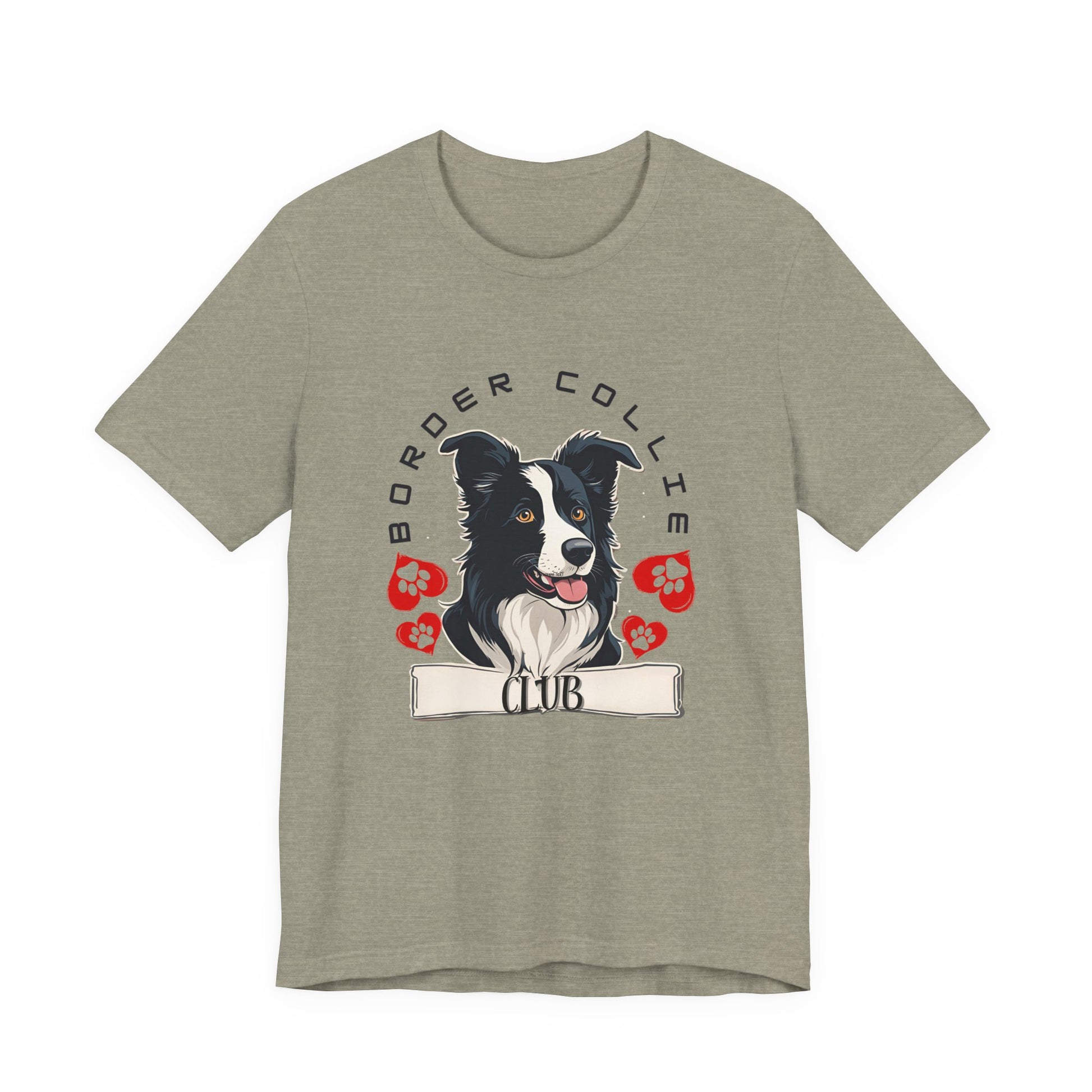 Border Collie Club T-Shirt Heather Stone BC3001 — SniffWaggleNWalk™