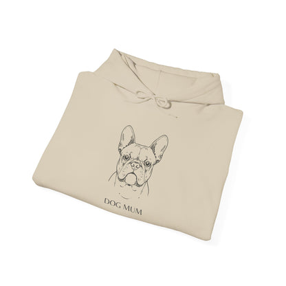 French Bulldog Dog Mum line art hoodie in Light Blue, front view