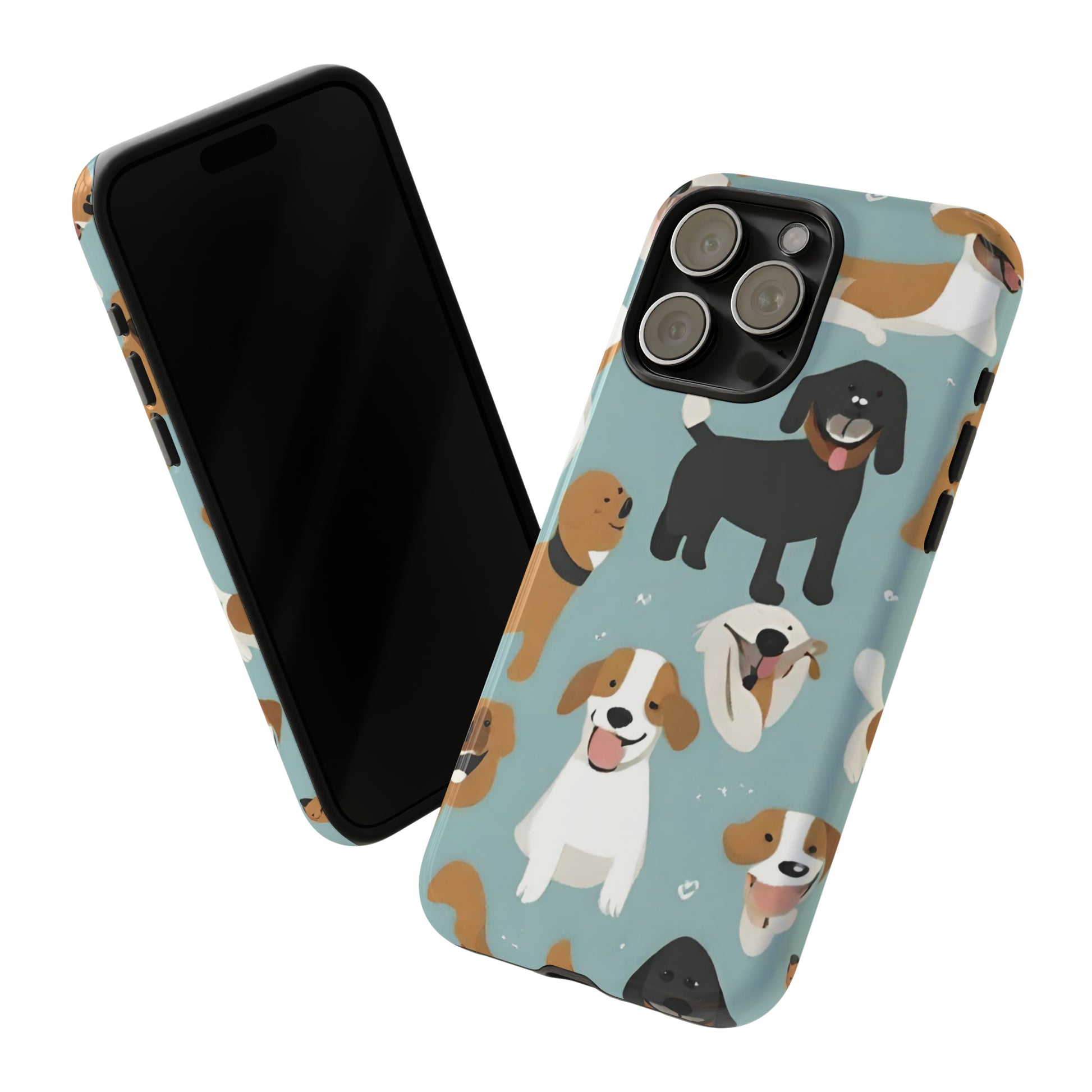 Sniffwagglendwalk™ Multi Dog Design Tough Phone Case. - Sniff Waggle And Walk