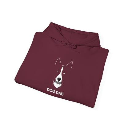 Border Collie Dog Dad hoodie, white line art on navy