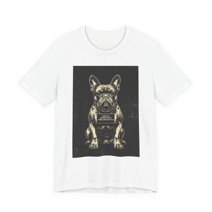 Lifestyle photo of the French Bulldog True Crime Night Shift tee
