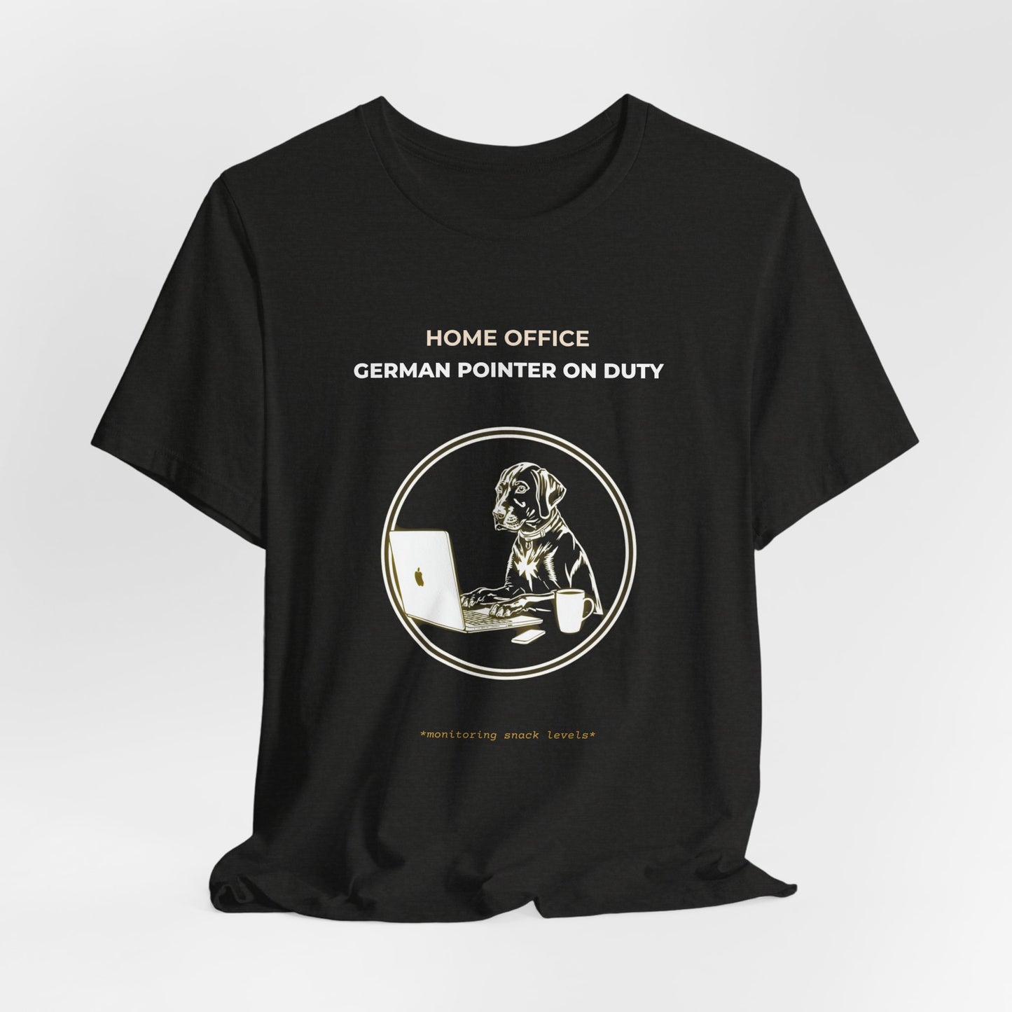 Home Office T-Shirt – "German Pointer On Duty" Laptop Dog Tee