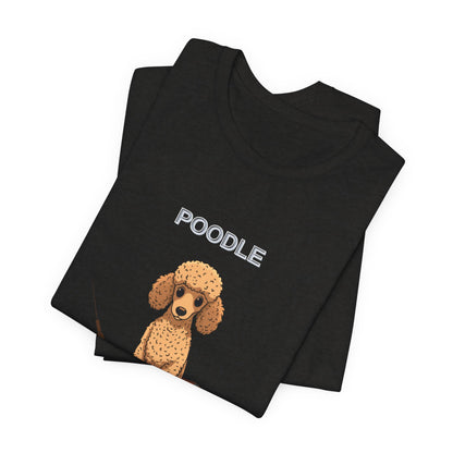 Poodle Fishing Buddy t-shirt worn by model, outdoor setting