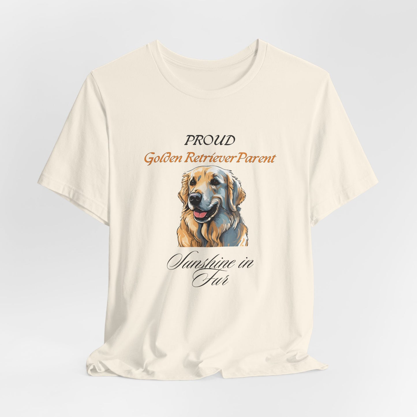 Proud Golden Retriever Parent t-shirt in Yellow, flat lay