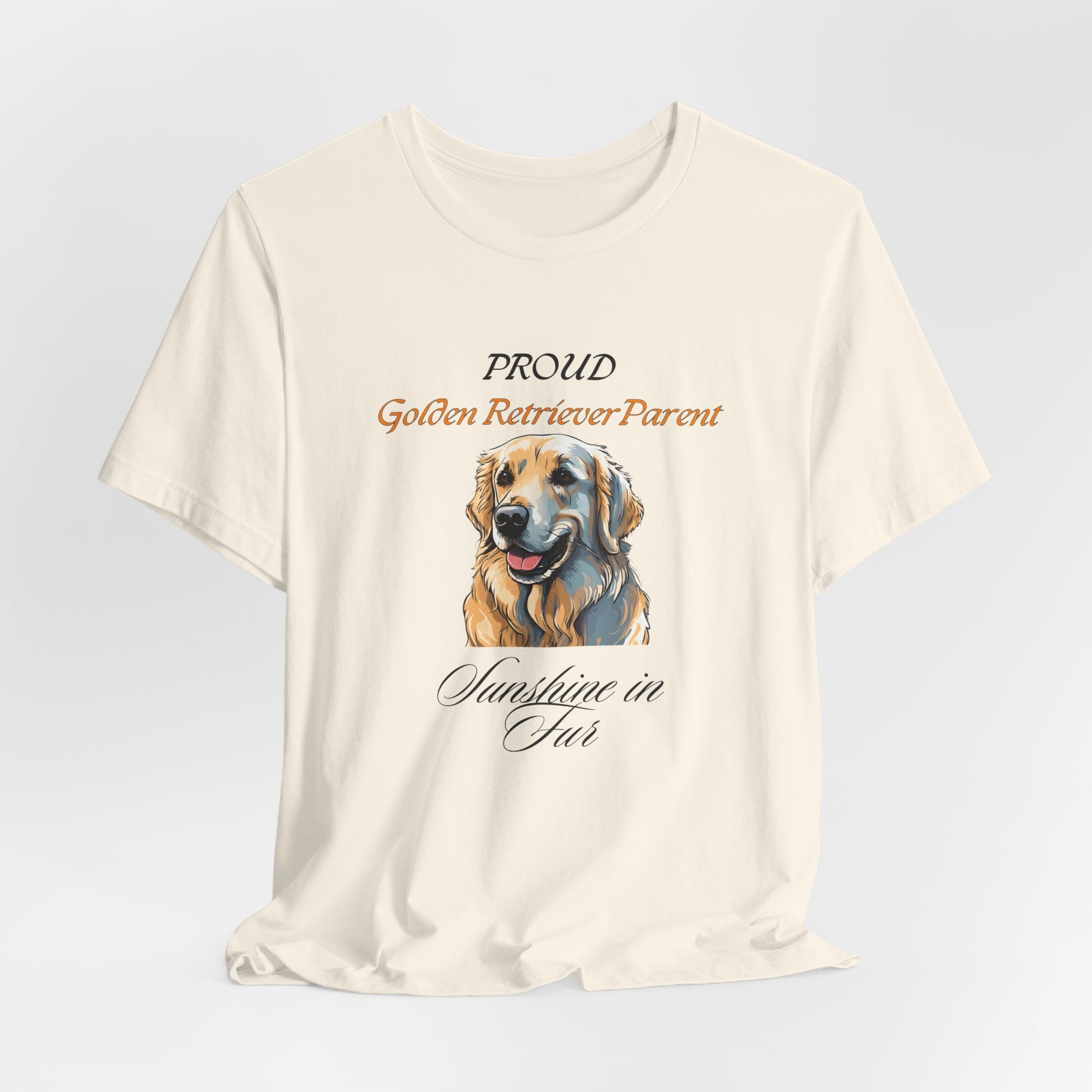 Proud Golden Retriever Parent t-shirt in Yellow, flat lay