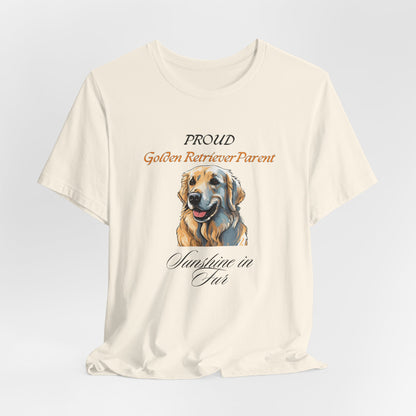 Proud Golden Retriever Parent t-shirt in Yellow, flat lay