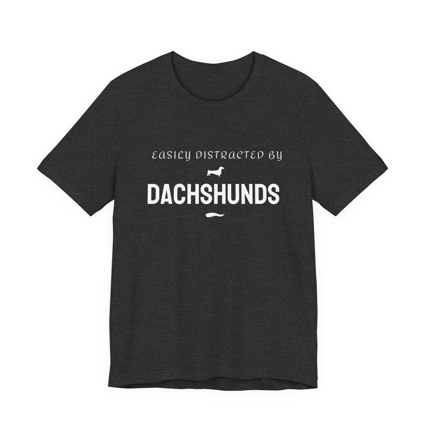 Black Dachshund slogan tee folded flat showing the unisex fit