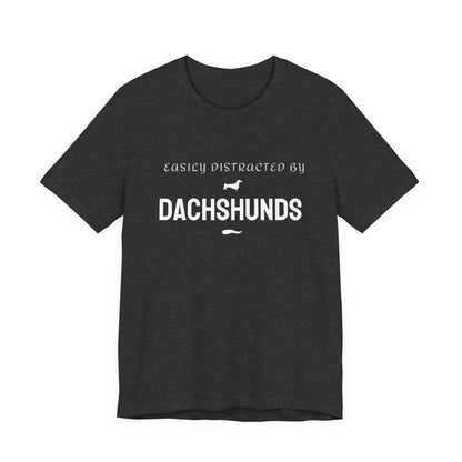 Black Dachshund slogan tee folded flat showing the unisex fit