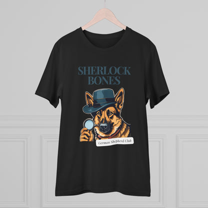 "SHERLOCK BONES" Organic Creator T-shirt - Unisex by Sniffwaggleandwalk™ - Sniff Waggle And Walk