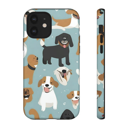 Sniffwagglendwalk™ Multi Dog Design Tough Phone Case. - Sniff Waggle And Walk