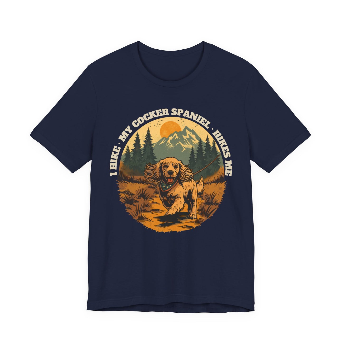 Cocker spaniel hiking unisex tee front