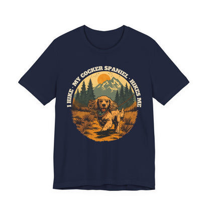 Cocker spaniel hiking unisex tee front