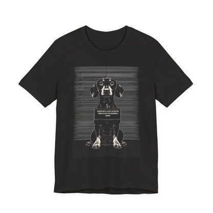 Full design view of the Dachshund True Crime Night Shift t-shirt