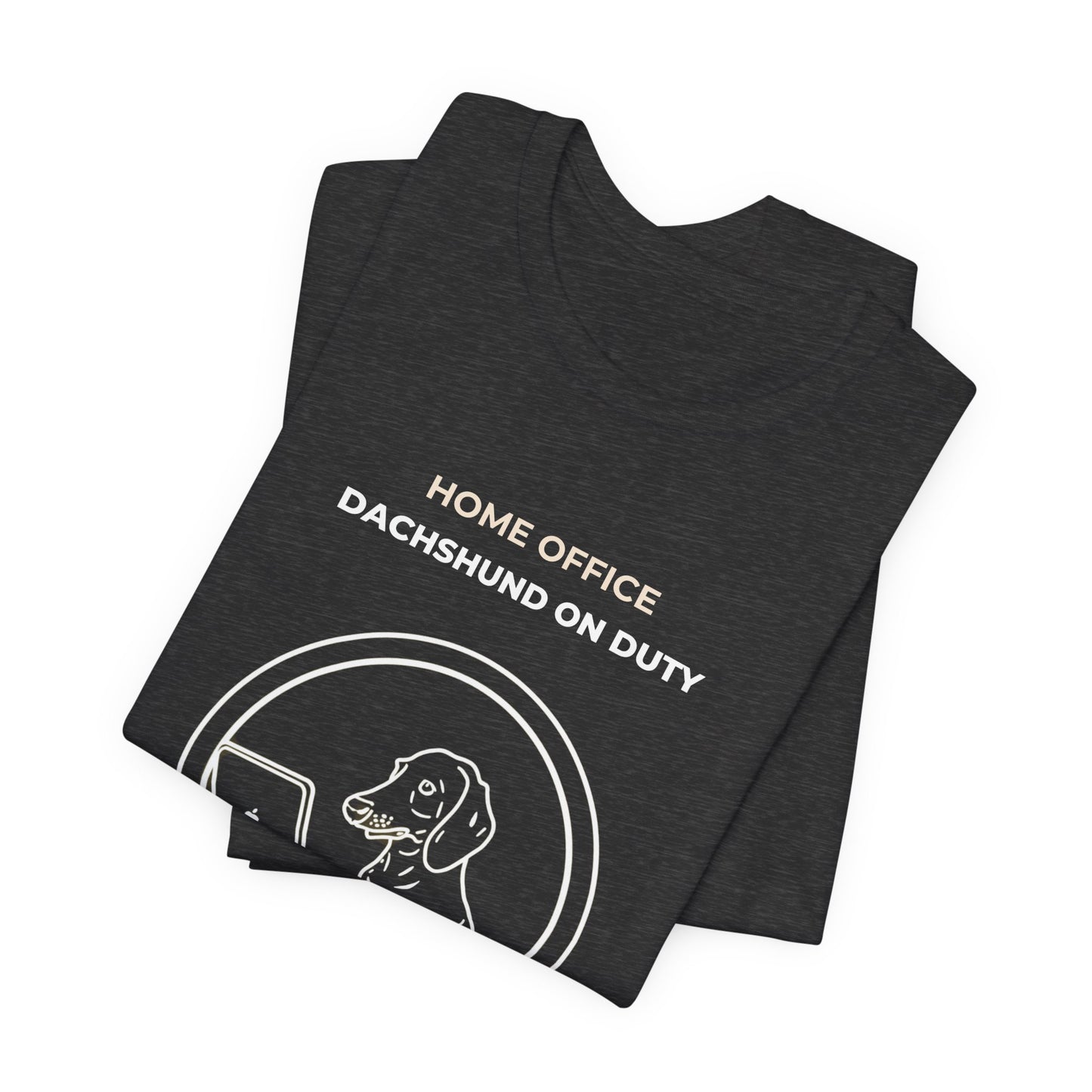 Dachshund Home Office Tee — "Home Office Dachshund On Duty" Cute Dog Laptop T-Shirt