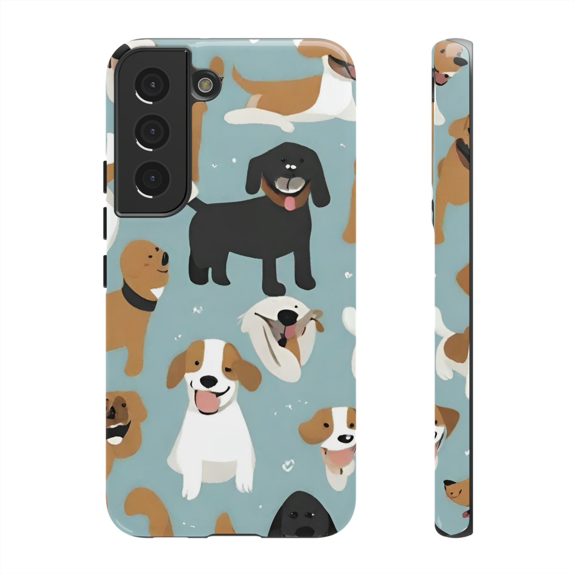 Sniffwagglendwalk™ Multi Dog Design Tough Phone Case. - Sniff Waggle And Walk