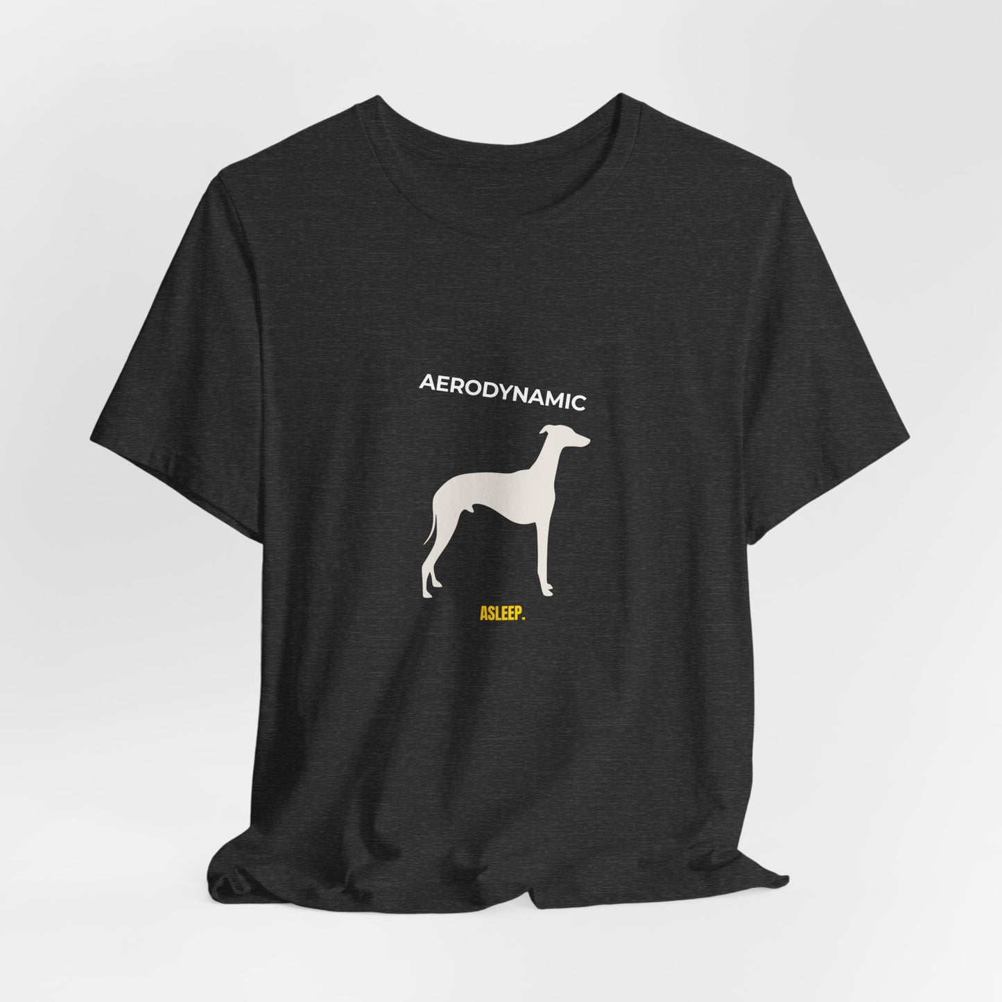 Aerodynamic Greyhound T‑Shirt — Silhouette Dog Graphic Tee (Includes "AERODYNAMIC")