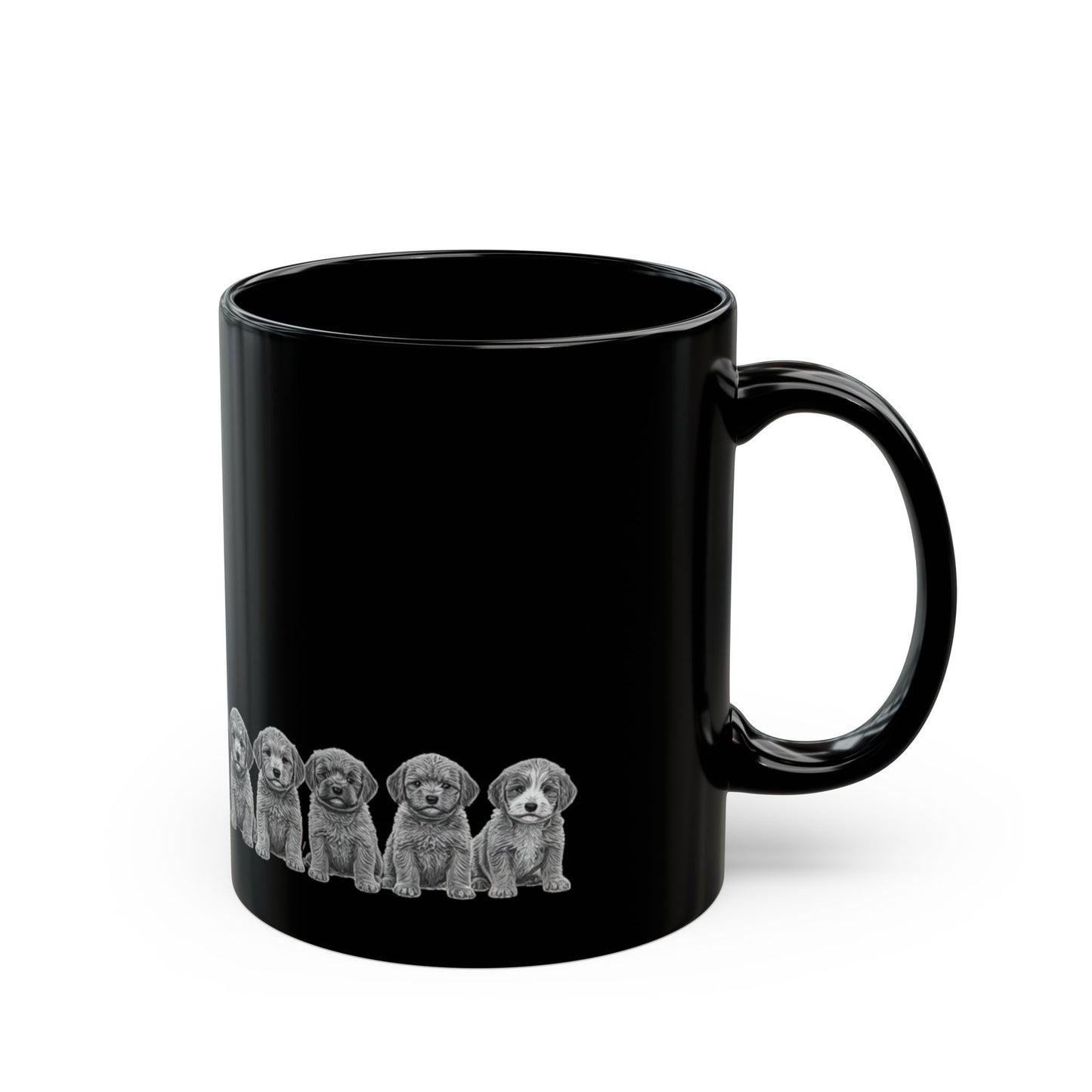 cockapoo Puppy Lineup Black Ceramic Mug — Cute Dog Coffee Tea Cup (11oz & 15oz)