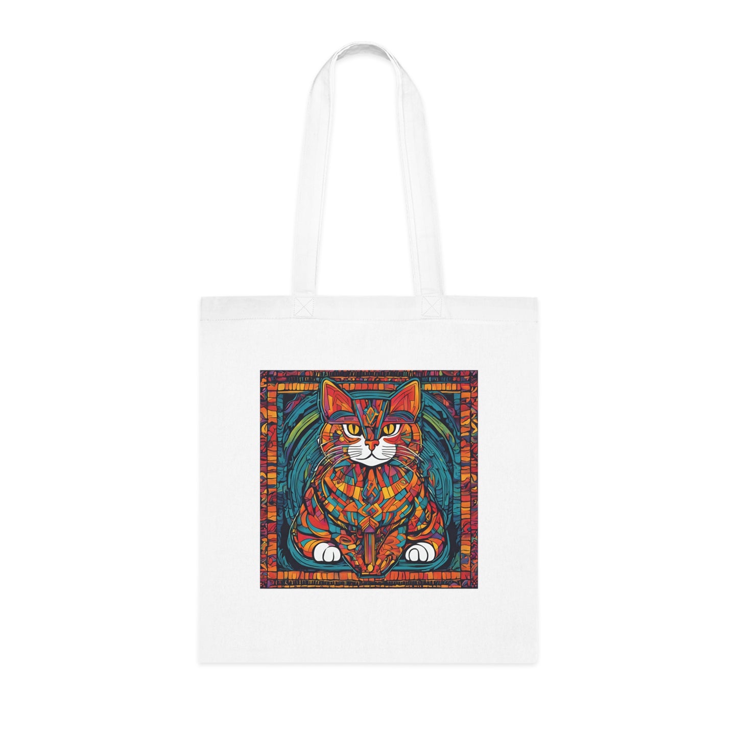 Cat Tote Bag - Stained Glass Cat Design-Sniffwaggleandwalk™