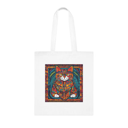 Cat Tote Bag - Stained Glass Cat Design-Sniffwaggleandwalk™