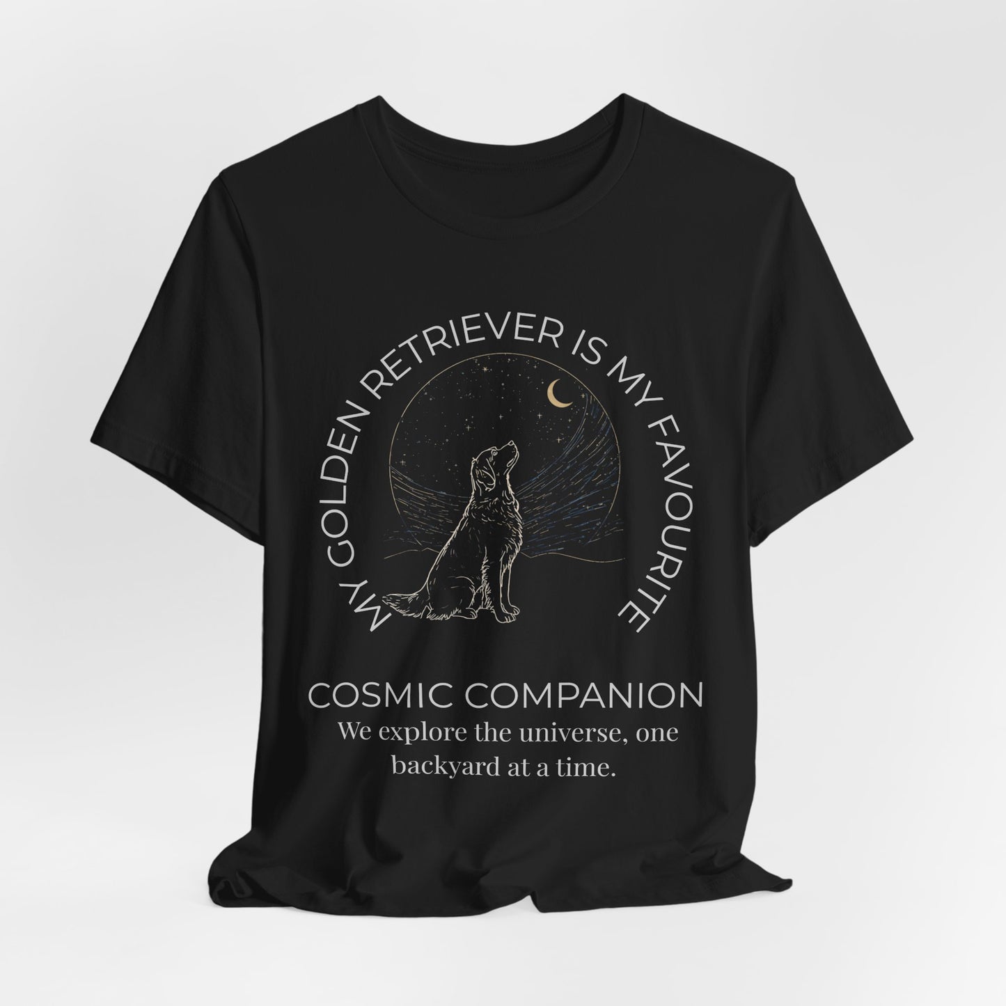 Golden Retriever Cosmic Companion Tee — "My Golden Retriever Is My Favourite" Dog Lover T‑Shirt