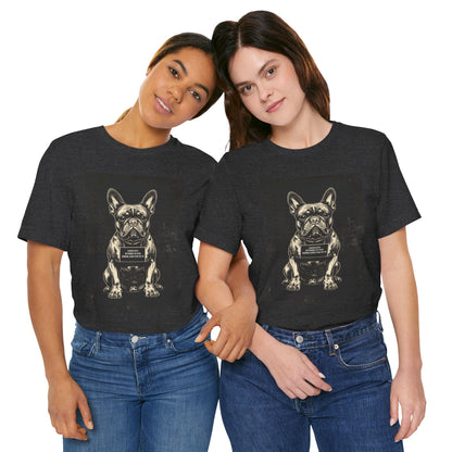 French Bulldog True Crime Night Shift t-shirt colour options, black, white, athletic heather
